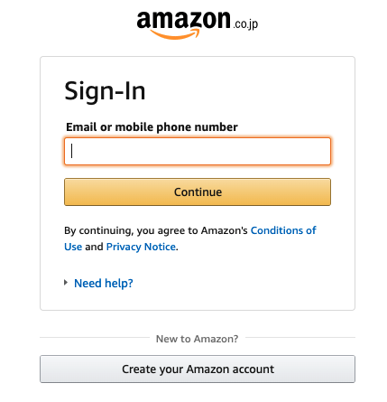 Amazon Japan sign-in page