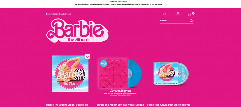 美國 BarbieTheAlbum 官網