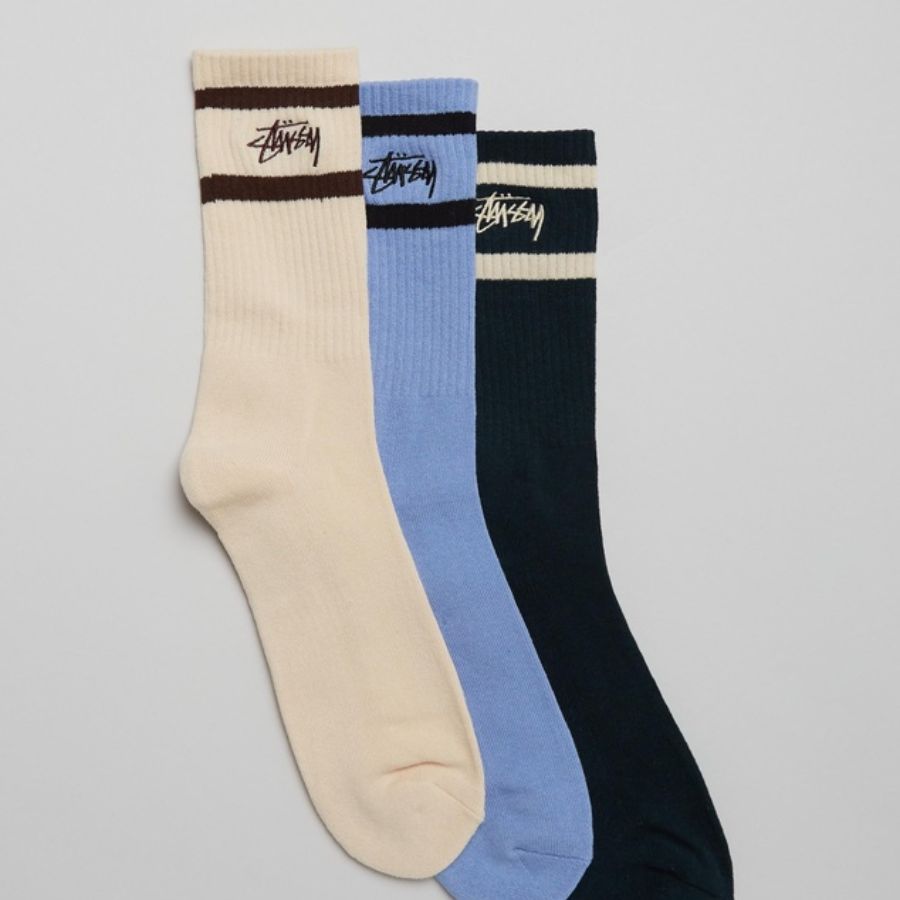 STÜSSY 3-Pack Crown Stripe Socks