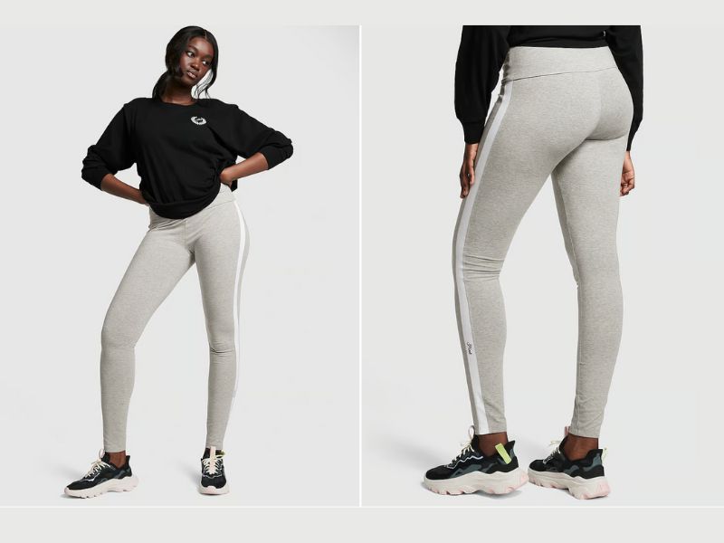 PINK - 棉製高腰訓練緊身褲