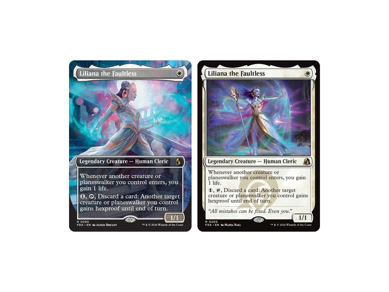 Magic: The Gathering Reality Fracture Liliana the Faultless cards: borderless Echoed Pairs #293 and regular #200